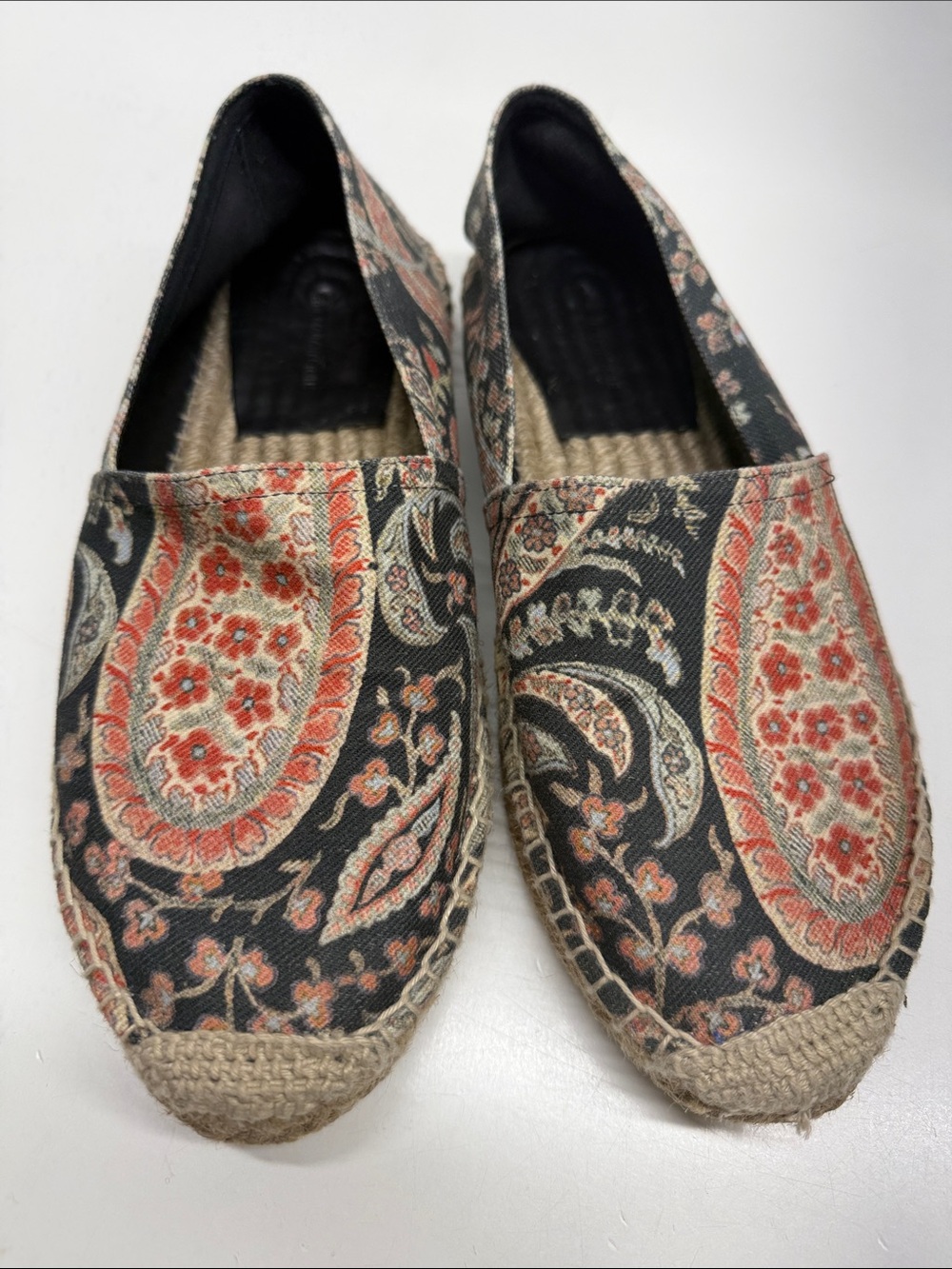 Isabel Marant Etoile Espadrilles Slip On Canvas Shoes Paisley Print Black 39 / 9 - Picture 2 of 9
